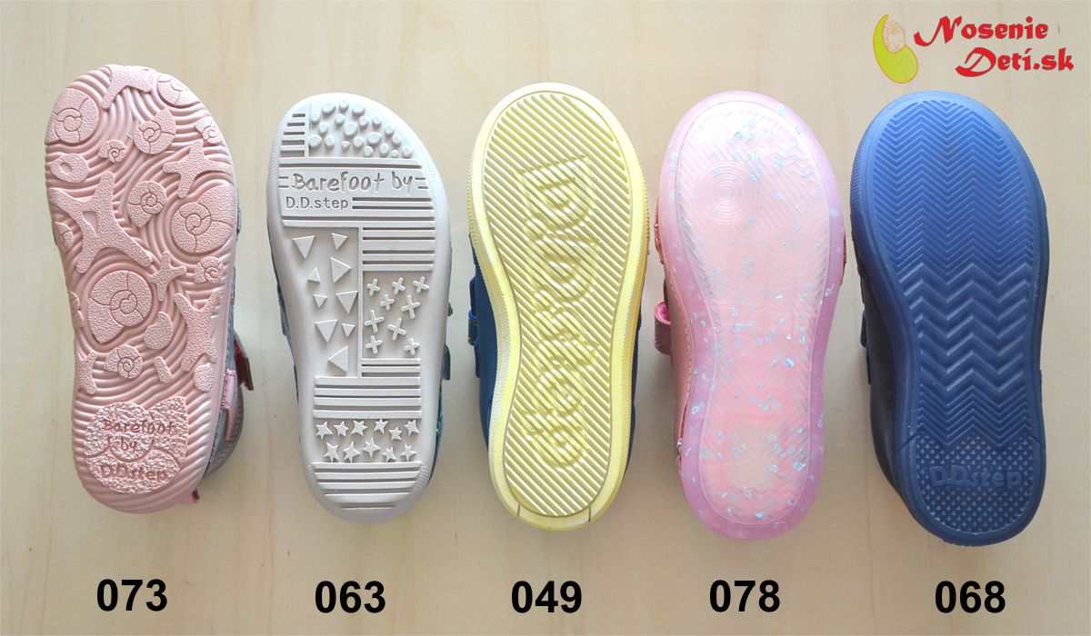 DD Step detská kožená obuv jarné jesenné prechodné topánky - dezény u jednotlivých podrážok