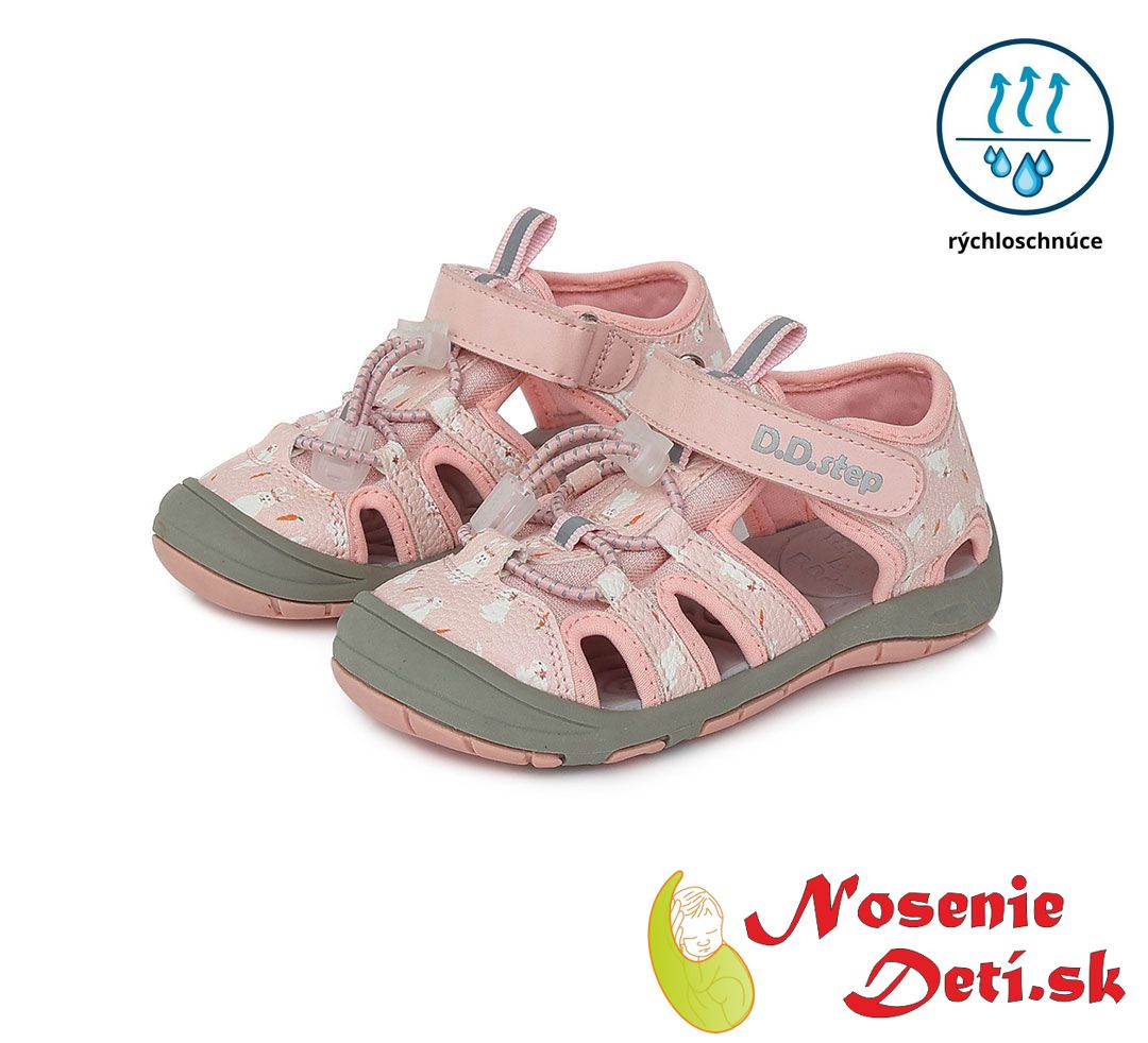 Dívčí dětské sportovní sandály D.D. Step Růžové Zajíčci 065-394B