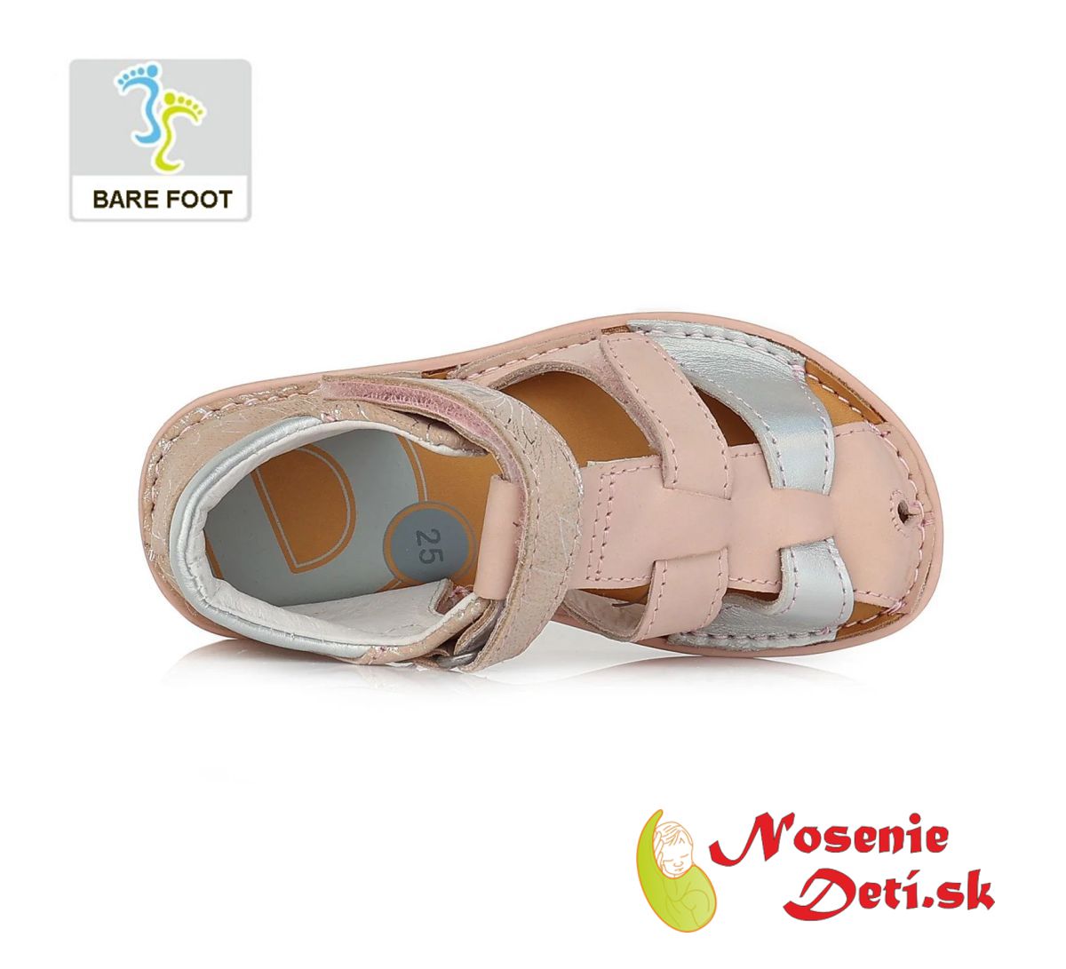 Dívčí barefoot sandály s pevnou patou Růžové D.D. Step 076-382B