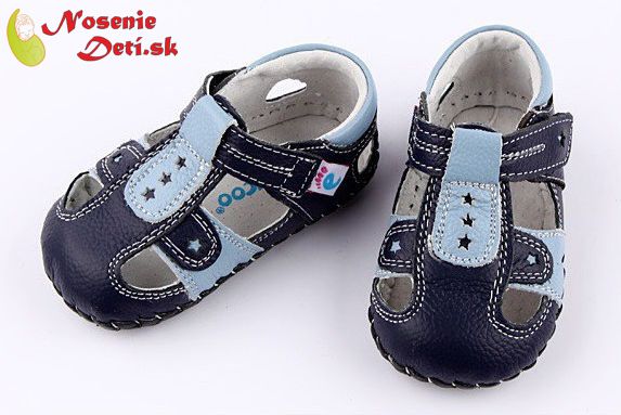 Botičky na první kroky barefoot sandálky Freycoo Baby Luke Modré