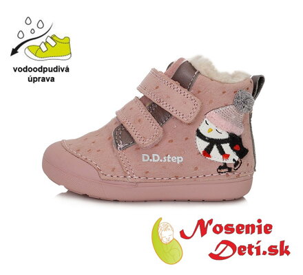 Dívčí zimní boty alternativa barefoot DD Step Růžové Tučňák 066-352A