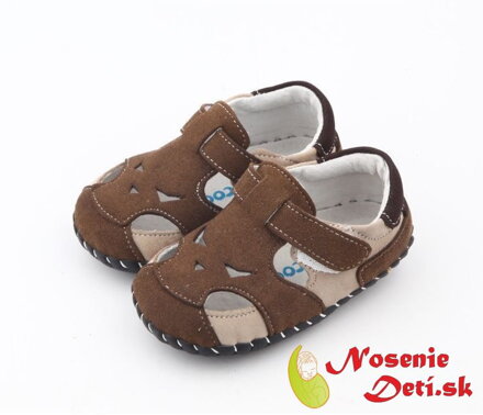 Barefoot chlapčenské sandálky Freycoo Baby Kevin Hnedé