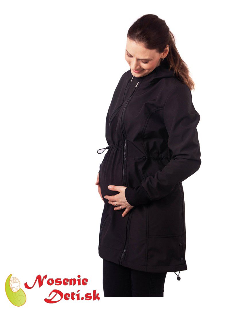 Nosiaca a TEHOTENSKÁ softshellová bunda kabát na nosenie detí Jožánek Andrea Čierna