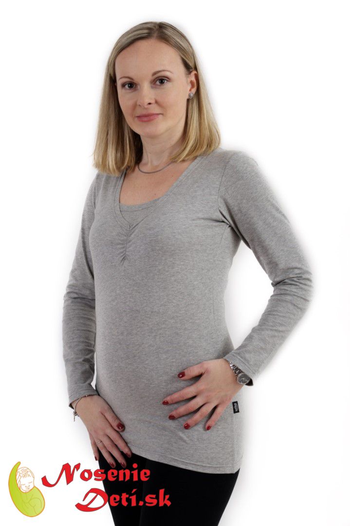 Tričko na dojčenie Klaudia vsadka vo farbe dlhý rukáv