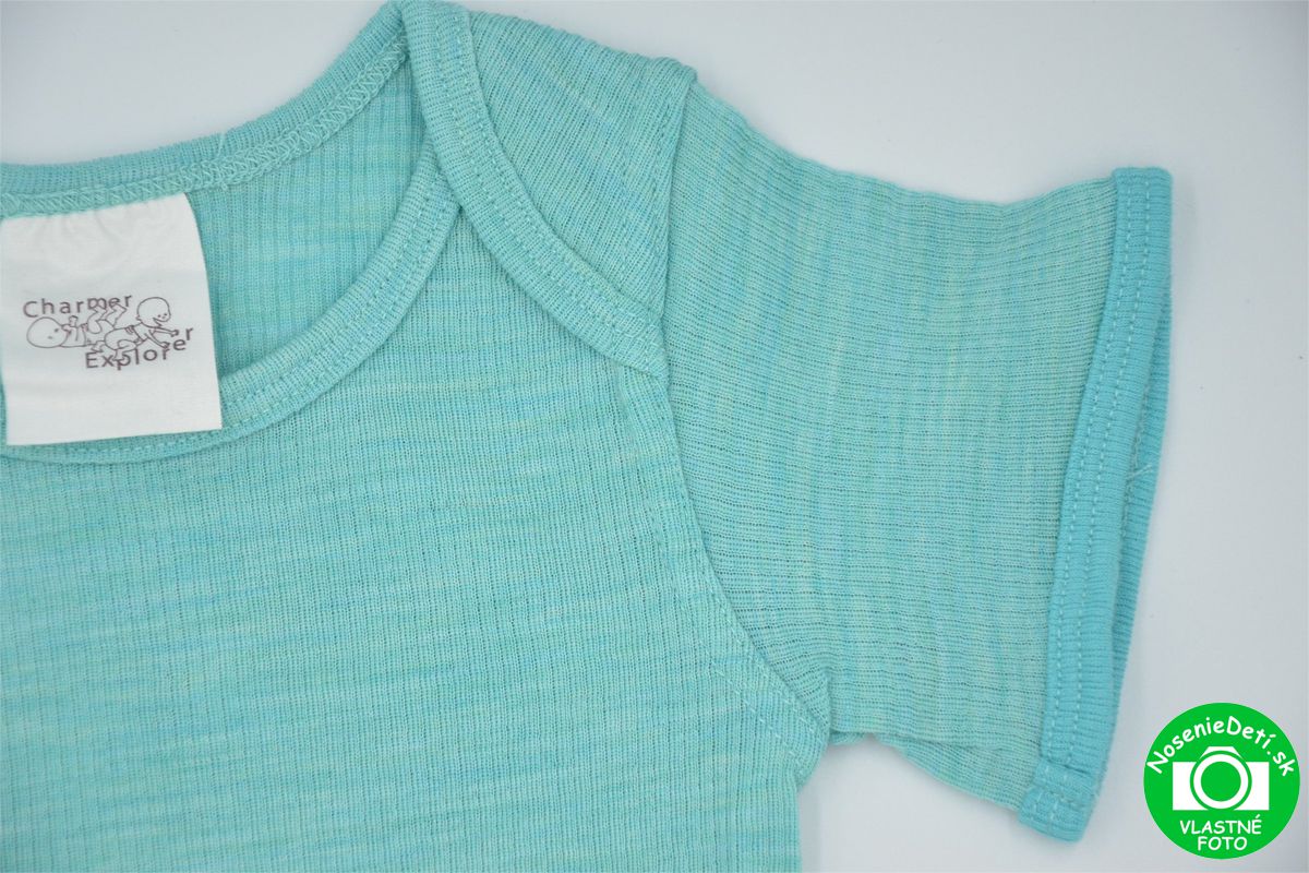 Detské celoročné merino Body Tričko Manymonths 4-Season Aqua blue