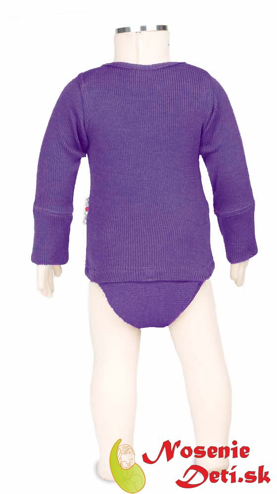 Detské merino vlnené Body Tričko Manymonths Dusty Grape