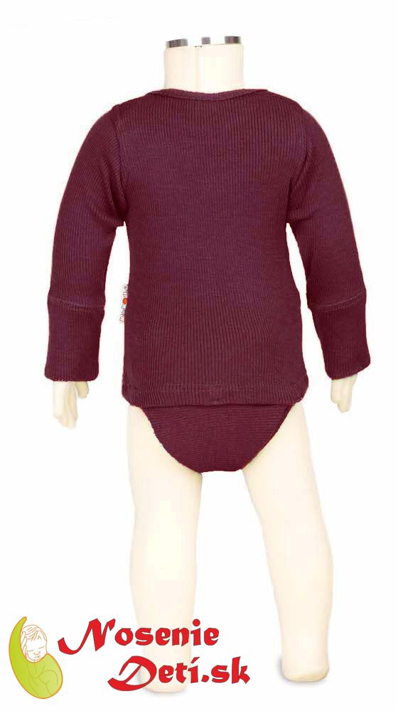 Detské merino vlnené Body Tričko Manymonths Dark Cerise