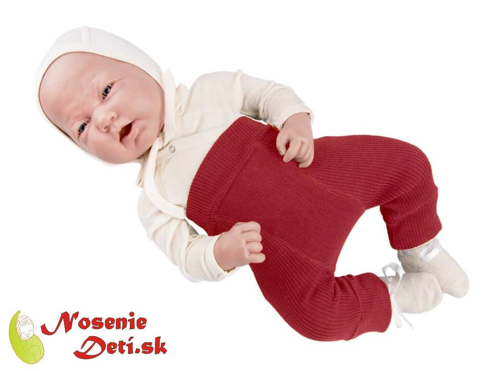 Detské merino legíny Longies Manymonths Cranberry Nectar