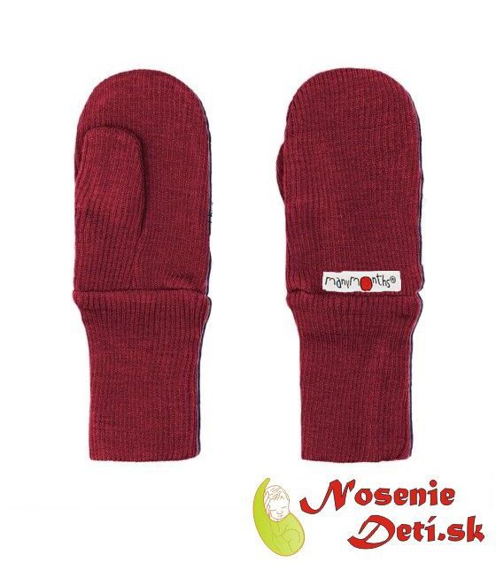 Detské rukavice merino s palcom Manymonths Raspberry Red