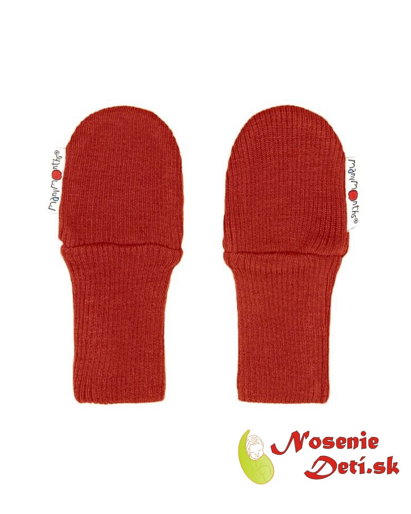 Merino rukavice pre bábätká Manymonths Rooibos Red