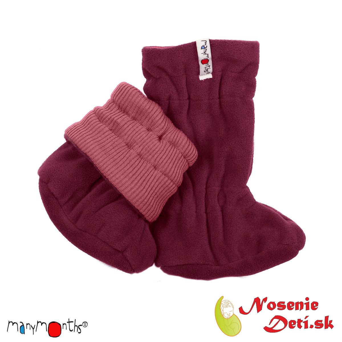 Merino vlnené vysoké botičky pre deti Manymonths Winter Earth Red