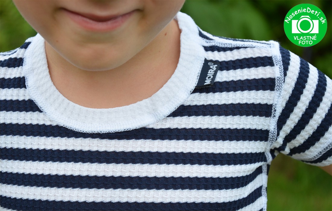 Detské funkčné oblečenie letné proti poteniu tričko Moira Námornícky pruh
