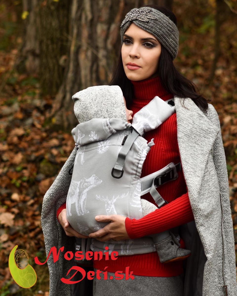 Rischino Flexi XCross Zimný les Sivý detský ergonomický nosič od veku 5 mesiacov do 3 rokov
