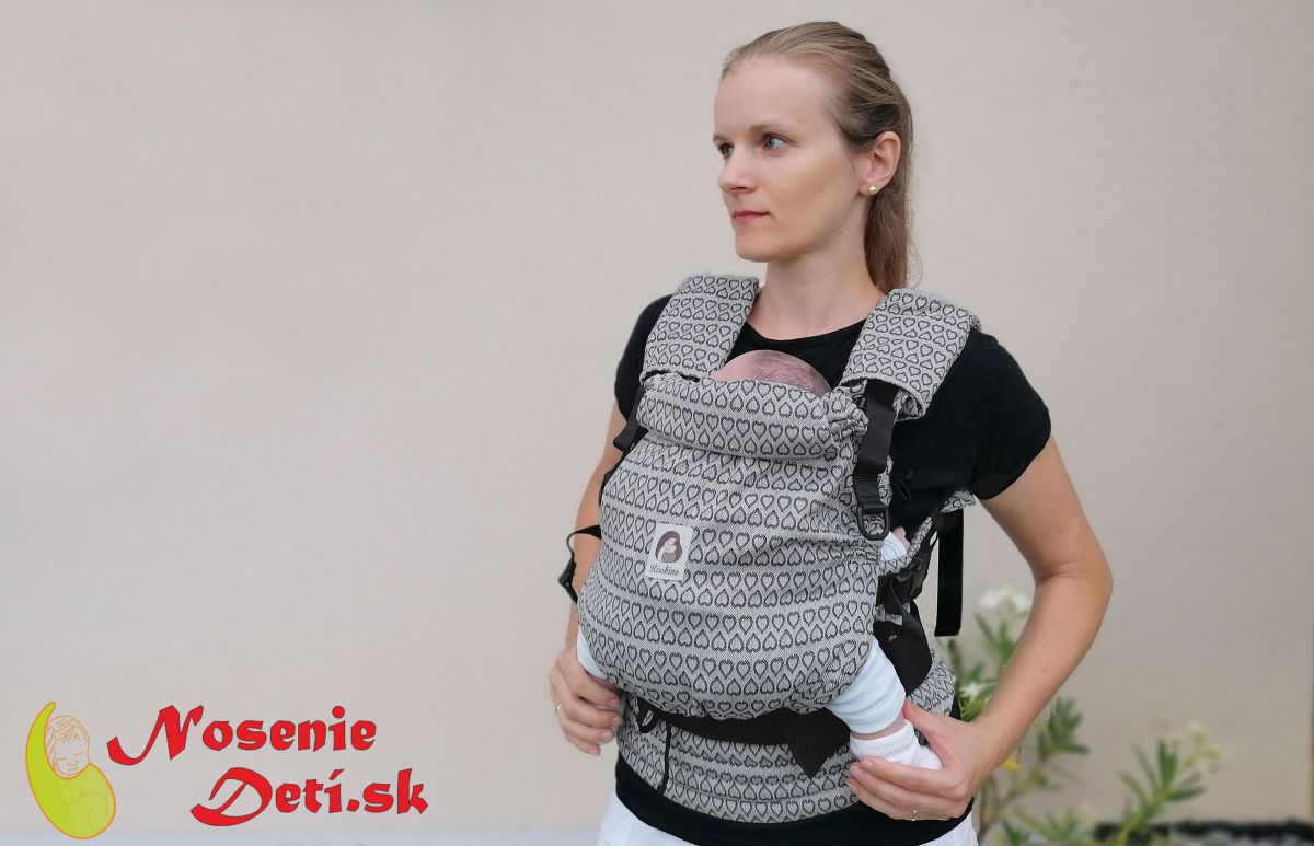Detský ergonomický nosič Rischino Flexible Silver Folklor srdcká
