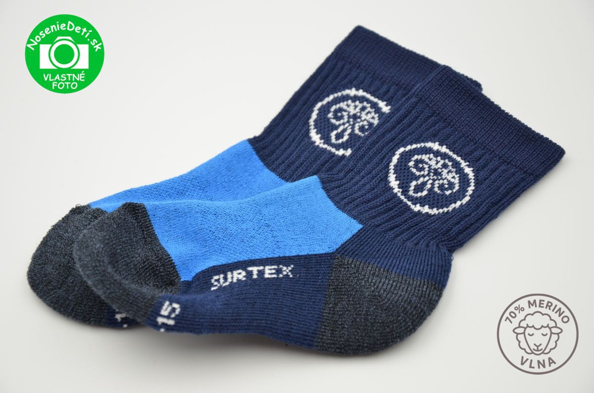 Zimné Merino vlnené ponožky pre deti Surtex Tmavomodrá Modrá