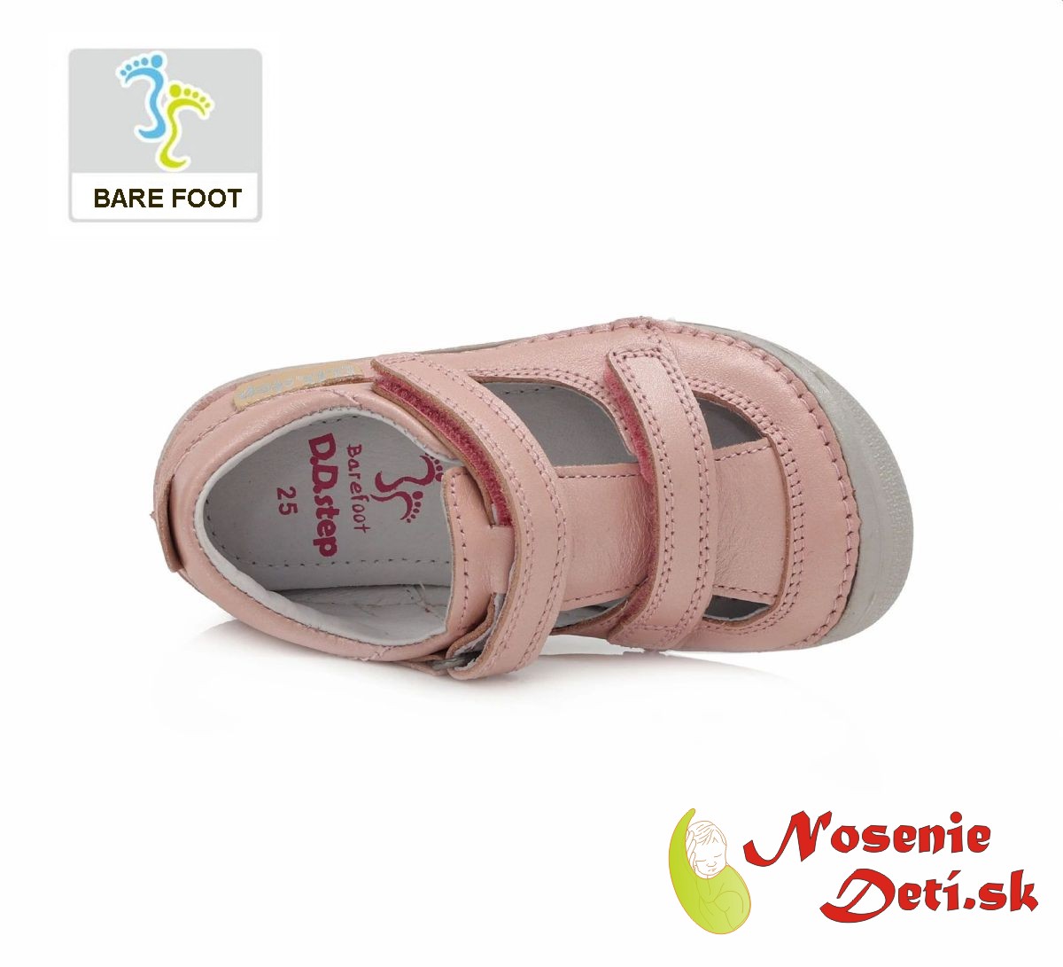 Barefoot dievčenské sandálky balerínky Svetloružové DD Step 063-237C