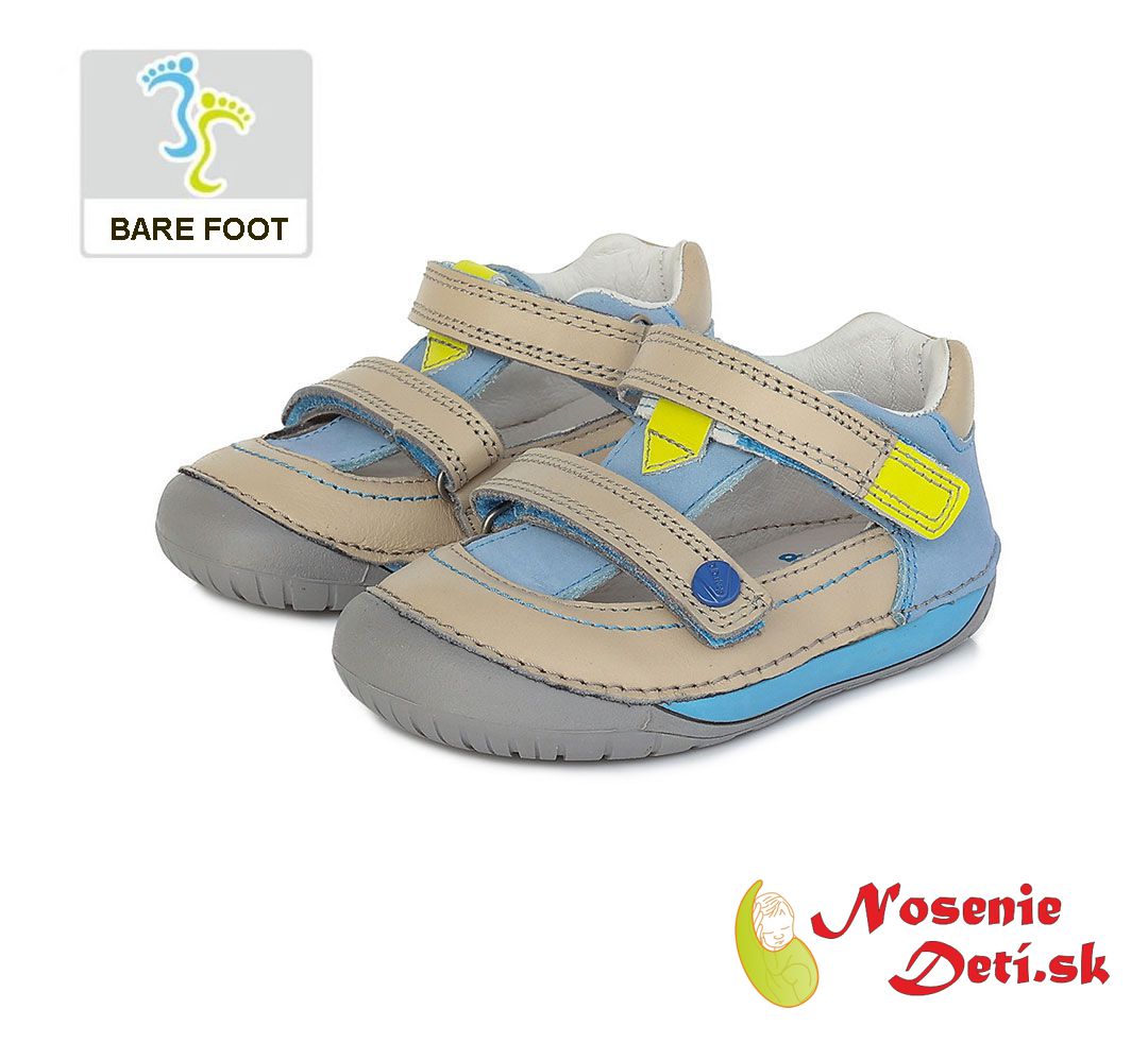 Barefoot chlapčenské letné sandále Svetlošedé DD Step 070-761A