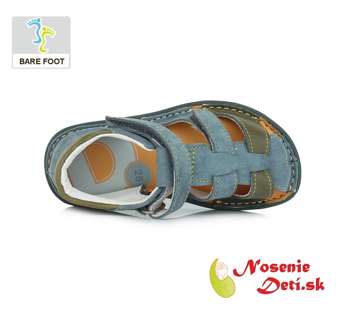 Chlapčenské barefoot sandále s pevnou pätou Modrošedé DD Step 076-382C