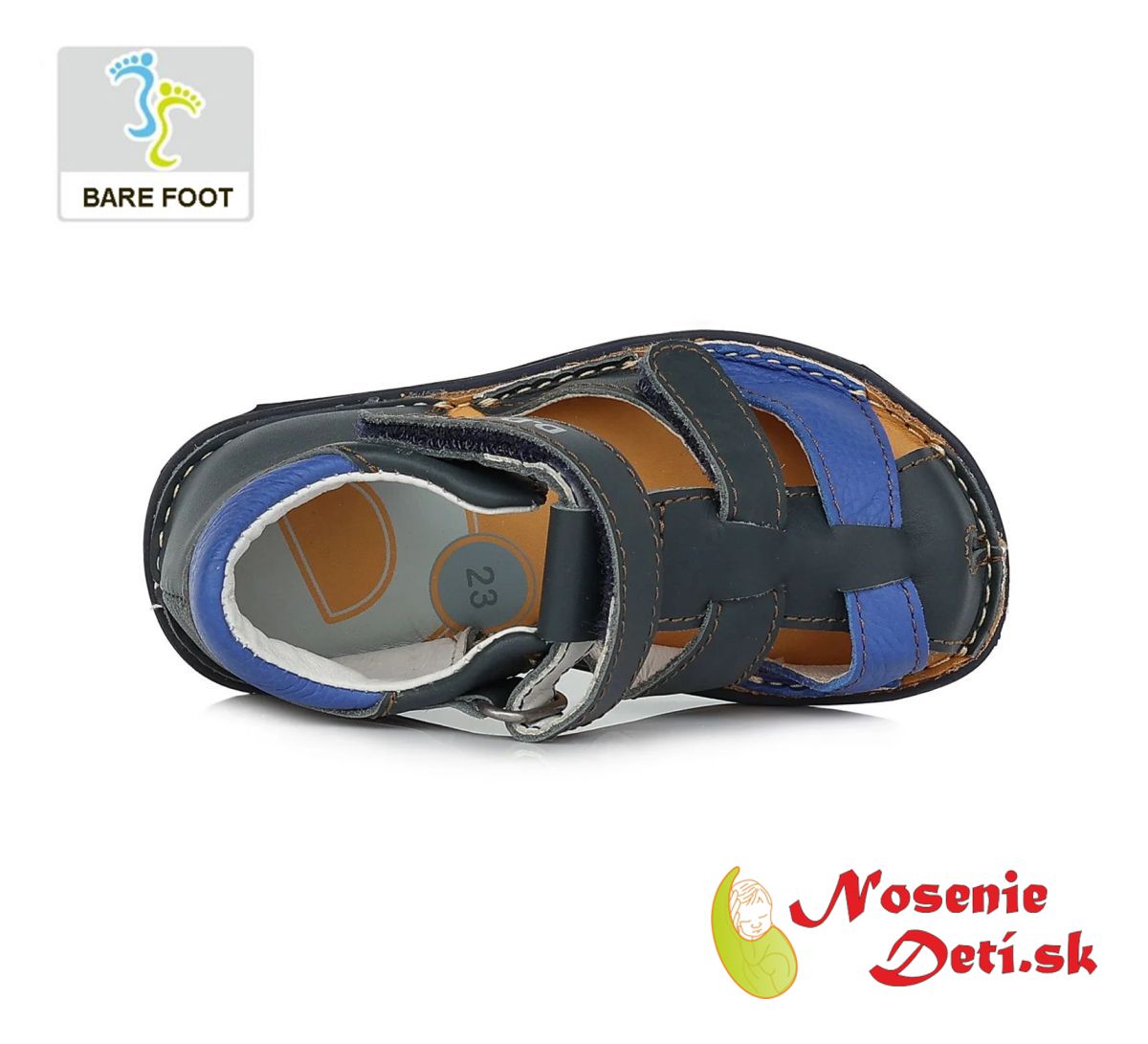 Chlapčenské barefoot sandále s pevnou pätou Tmavomodré DD Step 076-382D