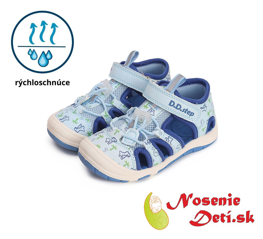 Chlapčenské detské športové sandále D.D. Step Sky Blue Dino 065-41329B