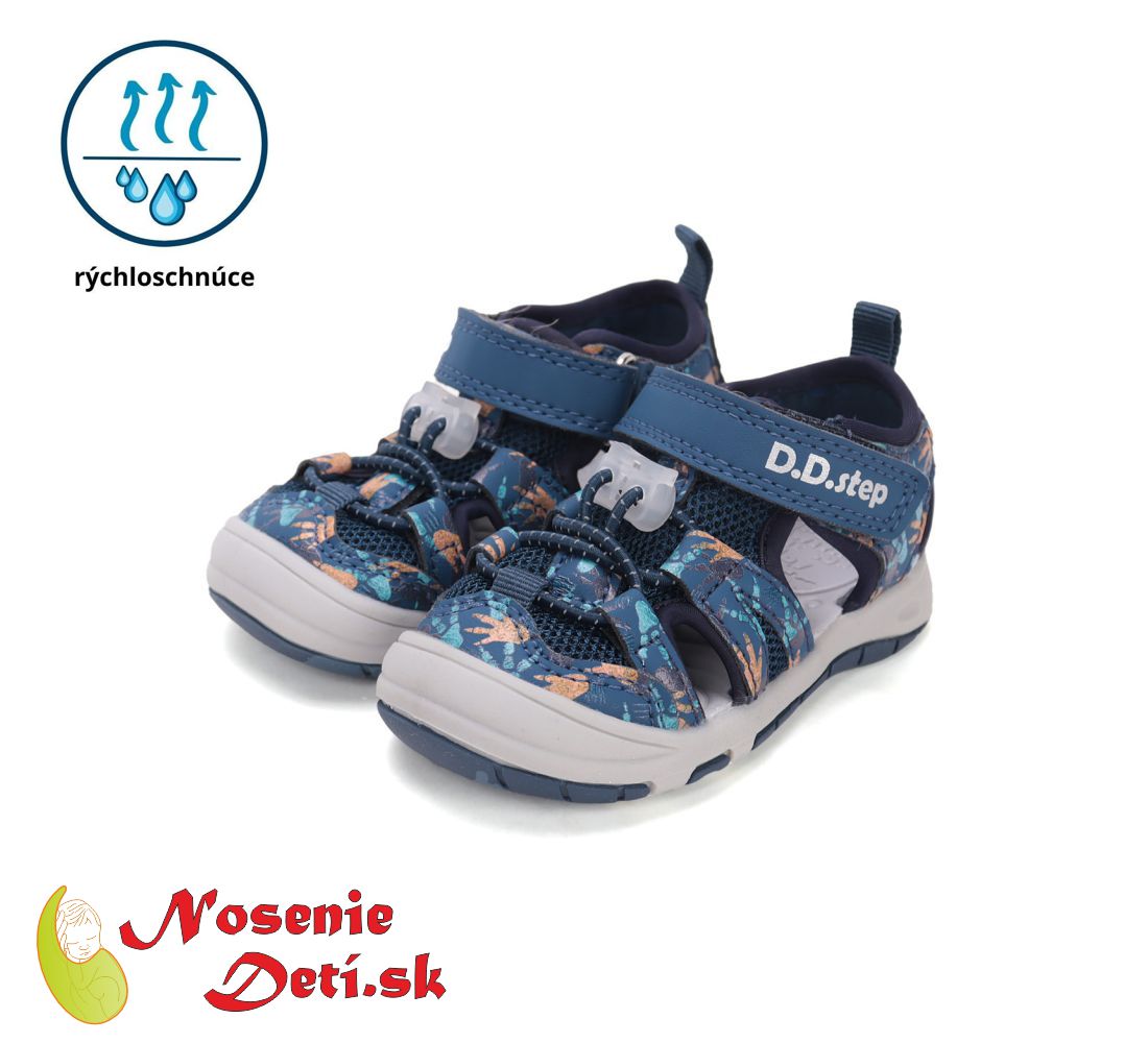 Chlapčenské detské športové sandále D. D. Step 065-61146A Royal Blue Dino