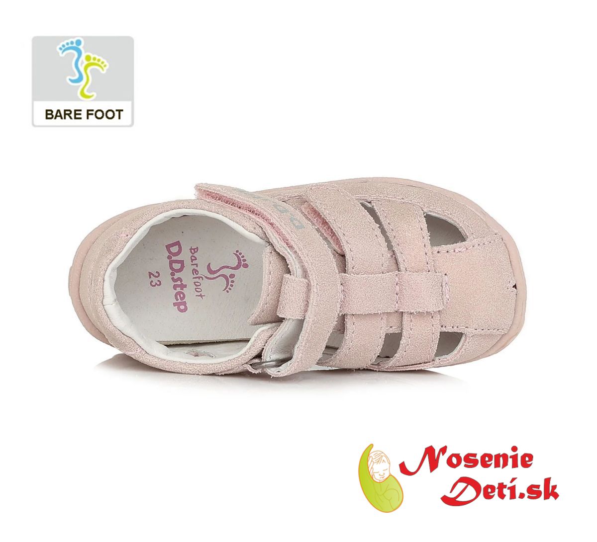 Dievčenské barefoot sandálky DD Step Svetloružové 077-360C