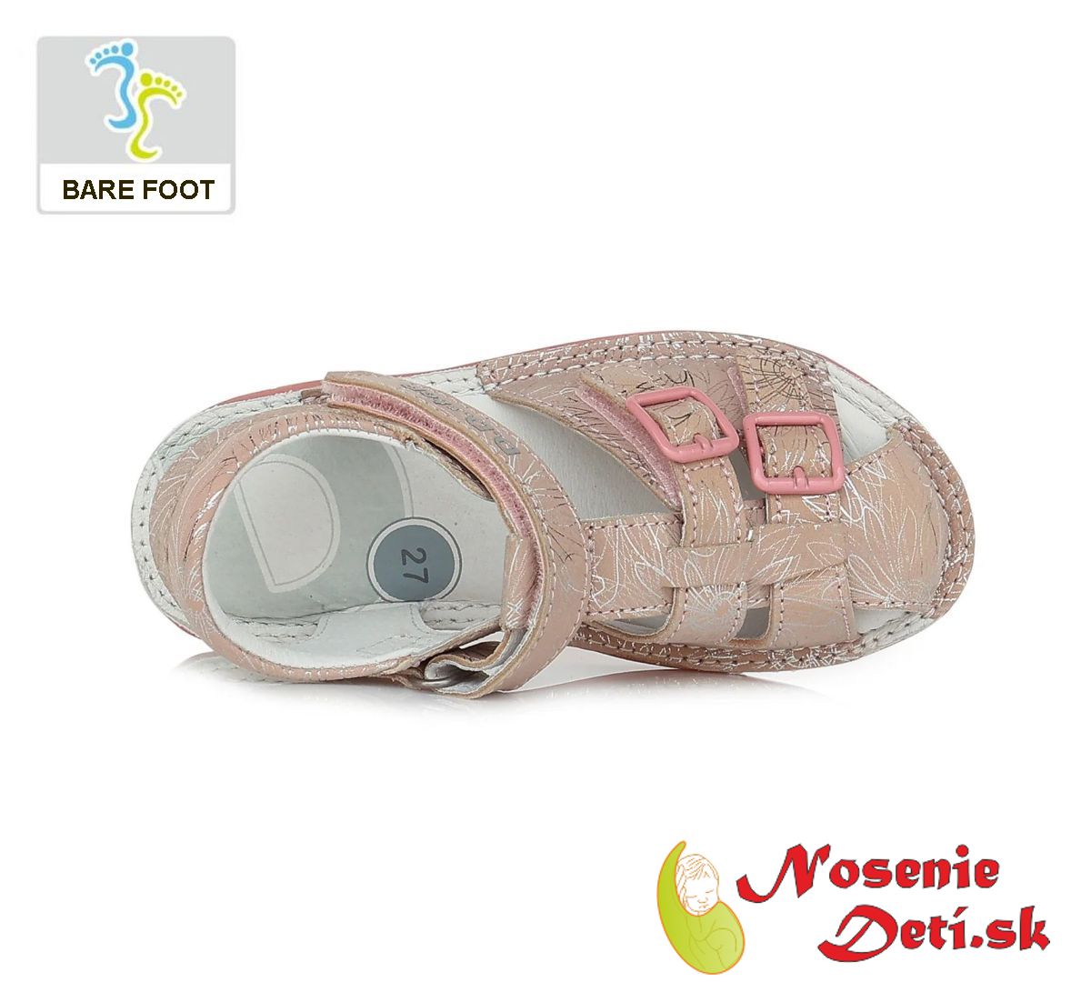 Dievčenské barefoot sandále Ružové DD Step 080-333C