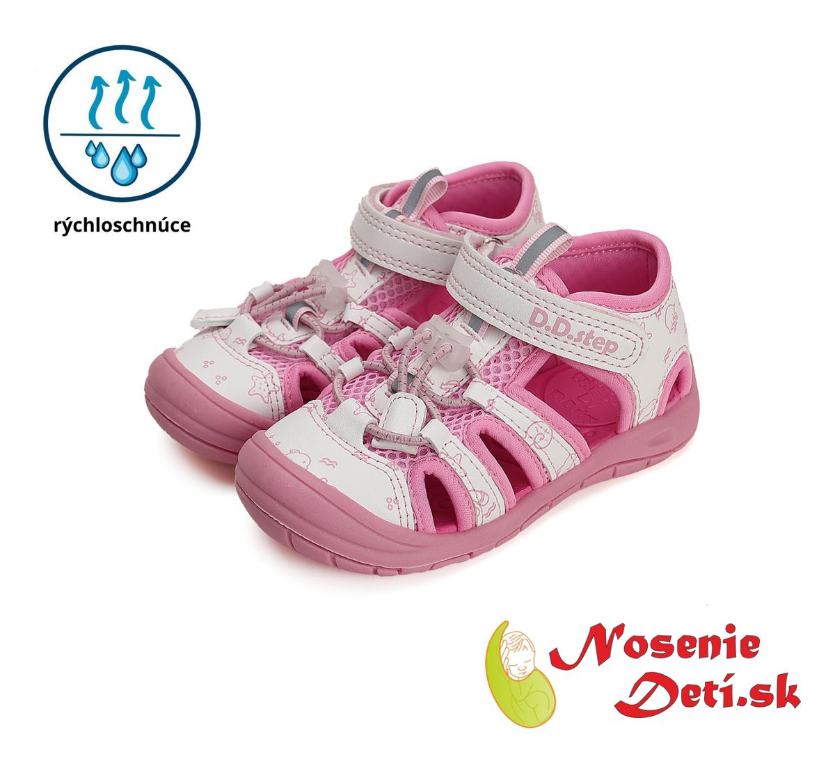 Dievčenské detské športové sandále D.D. Step Pink More 065-41329C