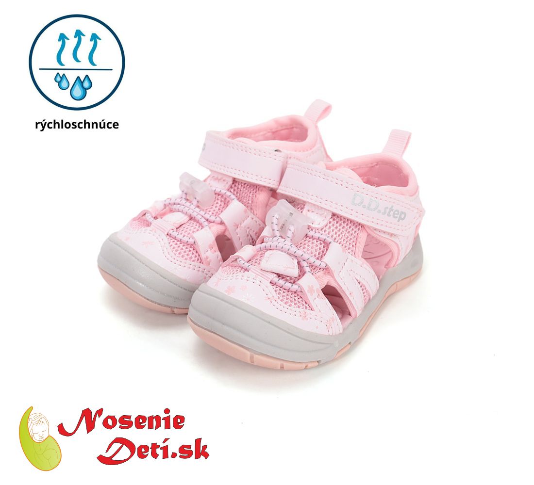 Detské dievčenské športové sandále D. D. Step 065-61146C Baby Pink Flowers