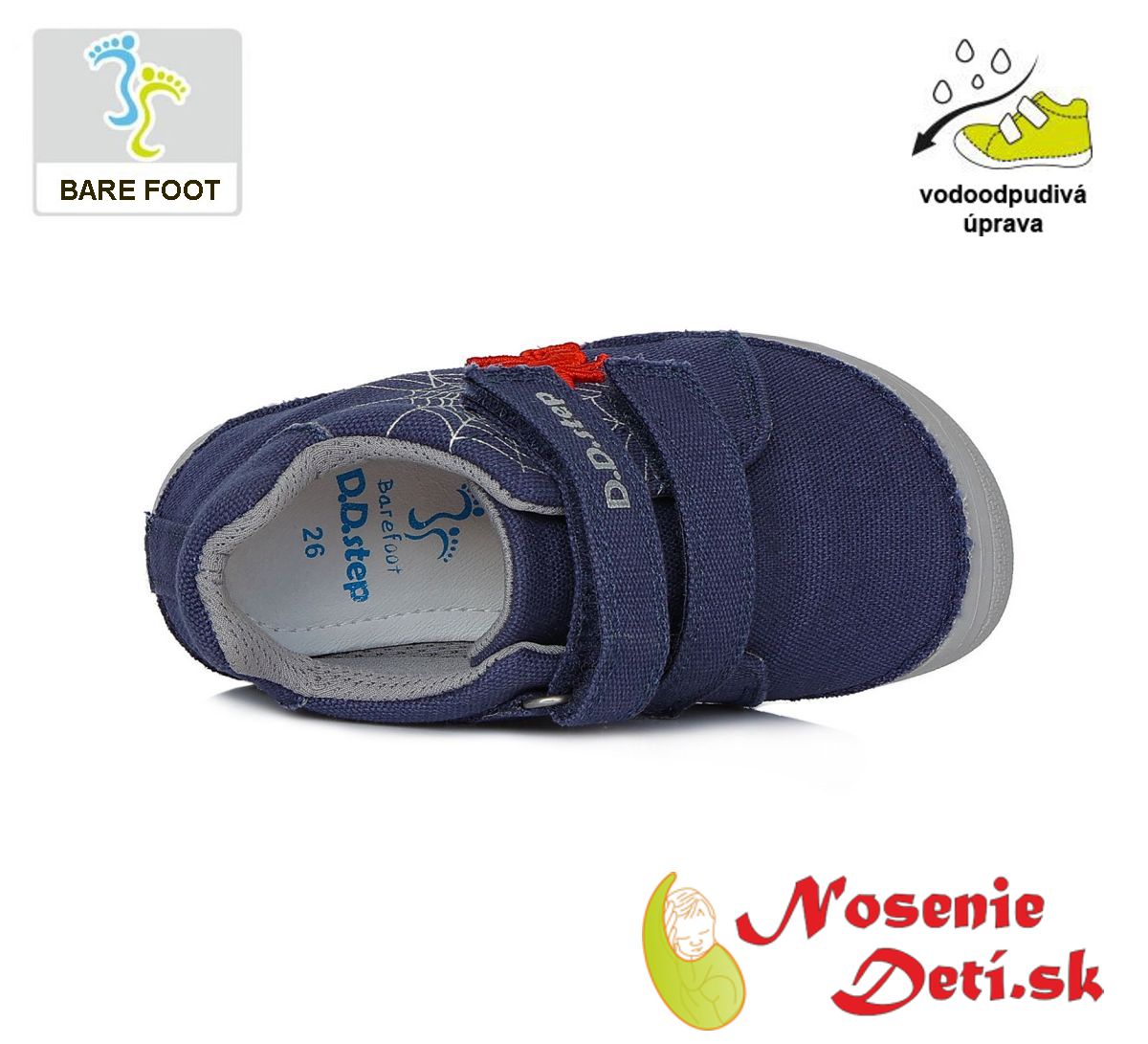 Detské barefoot plátenky chlapčenské DD Step Tmavomodré Spider 063-246