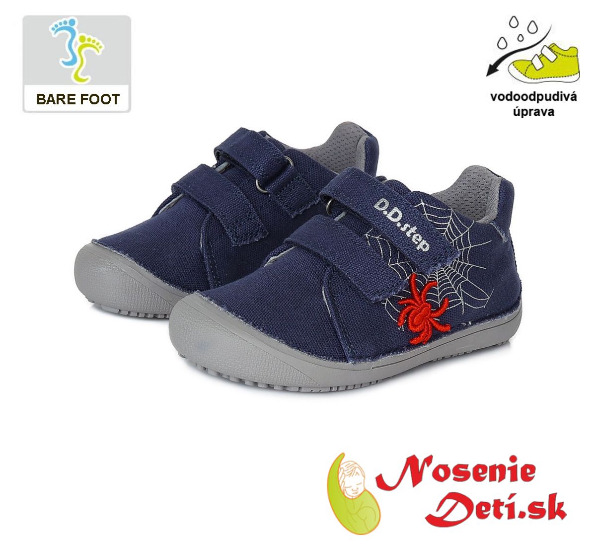 Detské barefoot plátenky chlapčenské DD Step Tmavomodré Spider 063-246