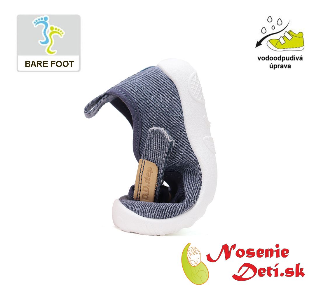 Detské barefoot otvorené plátenky D. D. Step C086-61089A Royal Blue Jeans