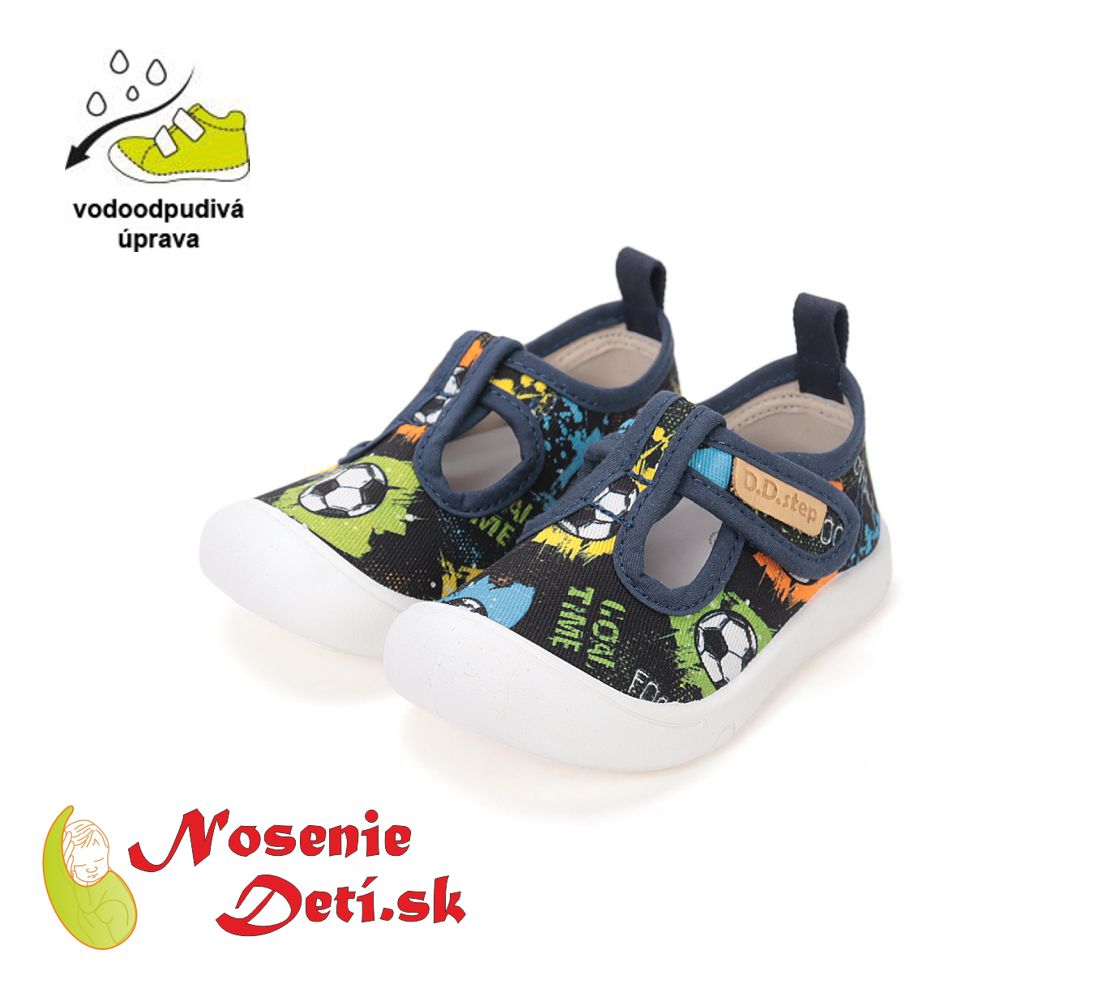 Chlapčenské otvorené letné plátenky D.D. Step C100-61811 Royal Blue Football