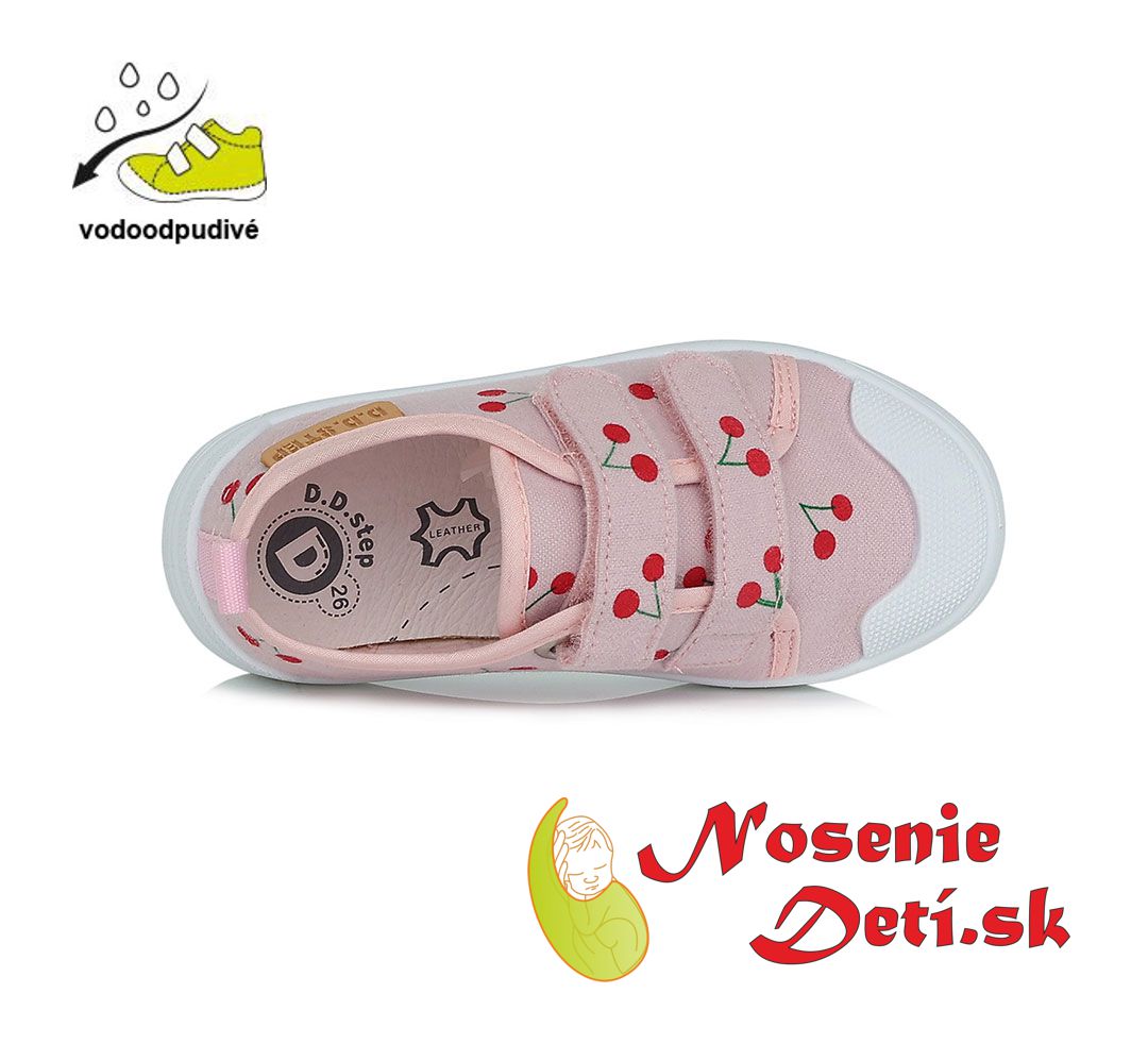 Dievčenské letné plátené tenisky DD Step Svetloružové Čerešne CSG-369
