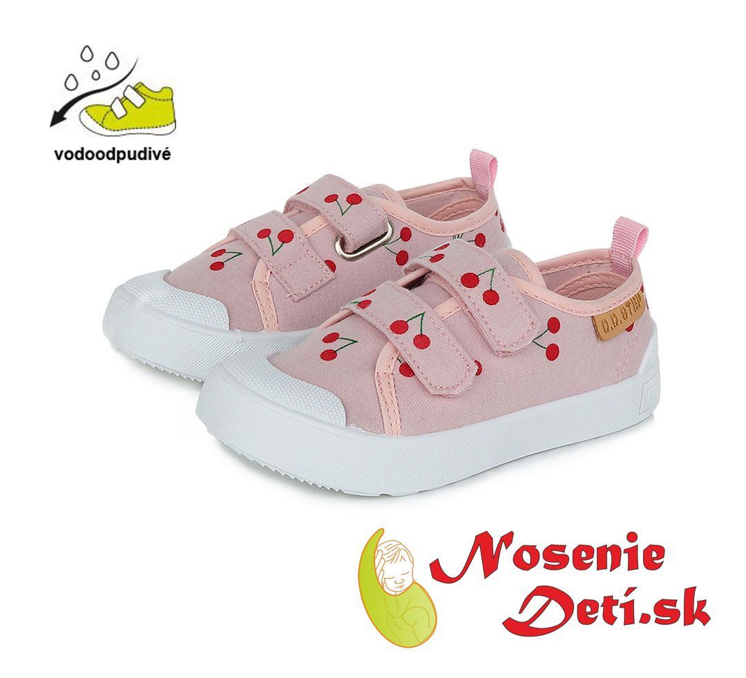 Dievčenské letné plátené tenisky DD Step Svetloružové Čerešne CSG-369