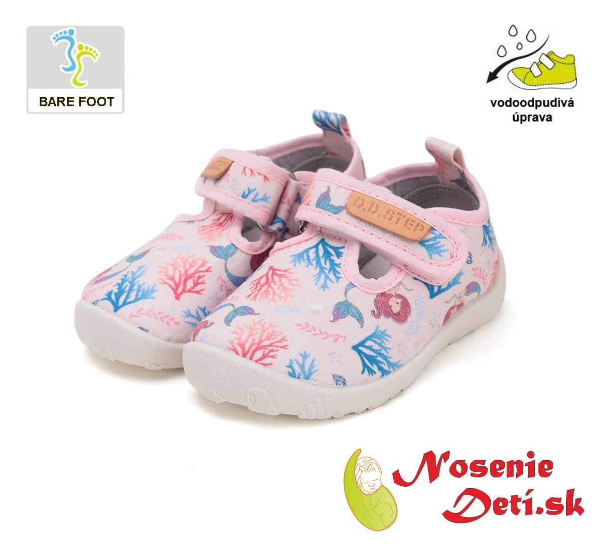 Dievčenské barefoot plátenky D.D.Step C086-51733A Baby Pink Morská panna