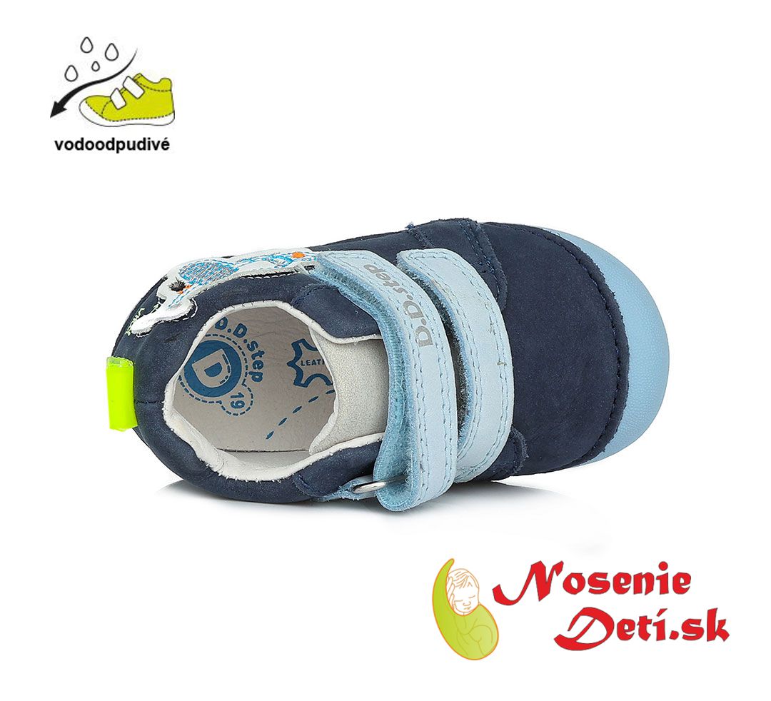 Barefoot alternatíva chlapčenské prechodné topánky DD Step Tmavomodré s lietadlom 015-357A