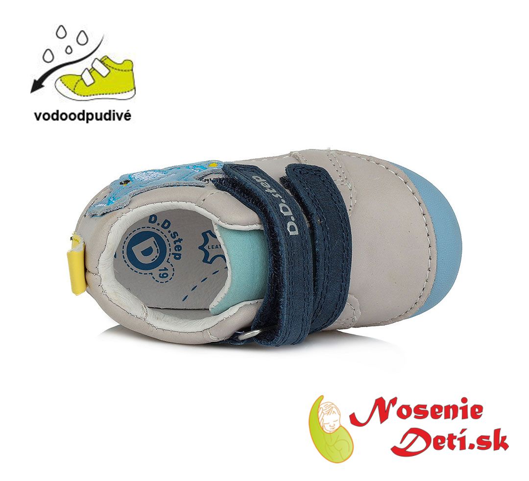 Barefoot alternatíva chlapčenské prechodné topánky DD Step Svetlošedé s lietadlom 015-357B