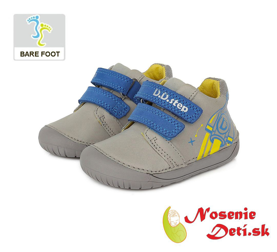 Barefoot chlapčenské jarné jesenné topánky DD Step Šedé raketa 070-129A