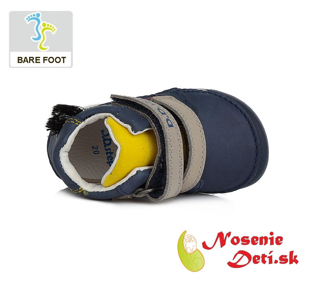 Barefoot chlapčenské jarné jesenné topánky DD Step Tmavomodré zebra 070-794