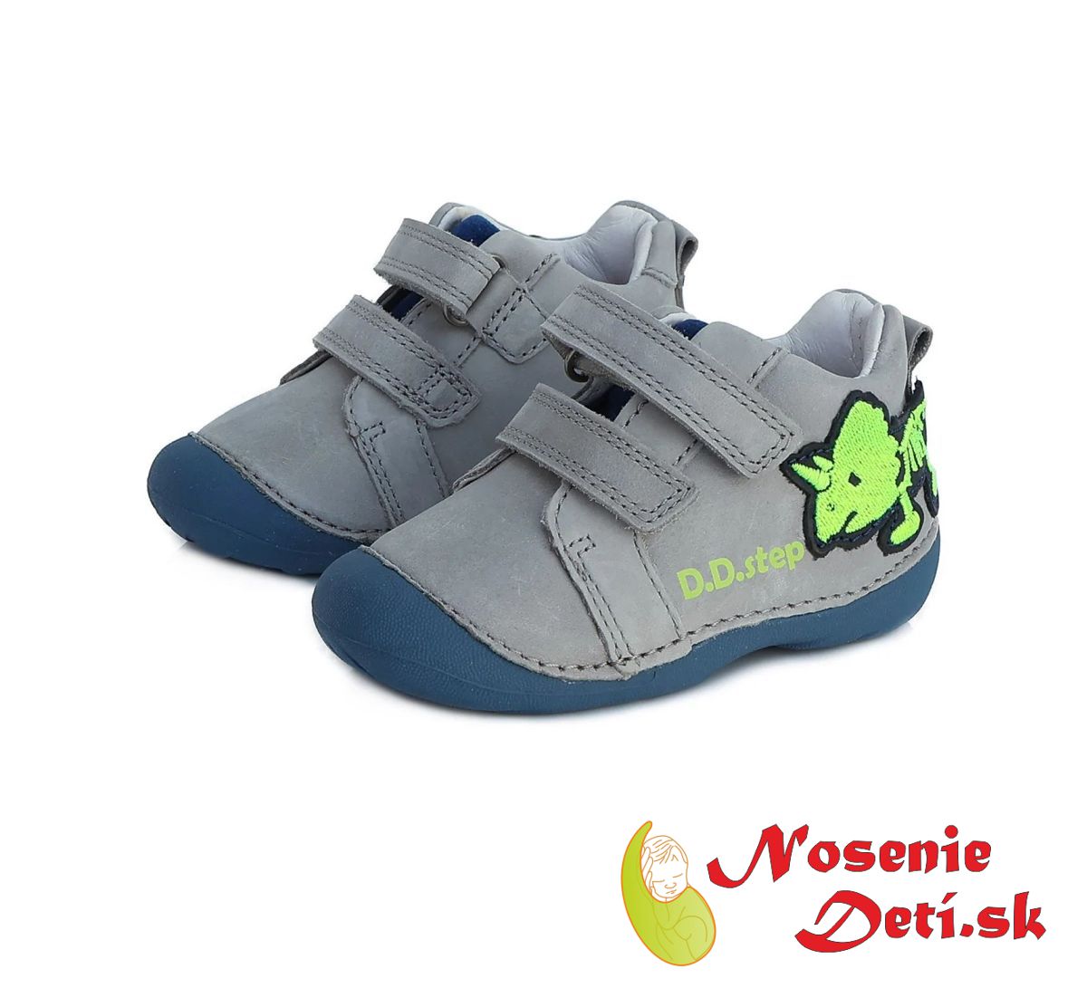 Barefoot alternatíva chlapčenské prechodné topánky DD Step Šedé Triceratops 015-372A.  Odporúčame na normálne/úzke chodidlá. 