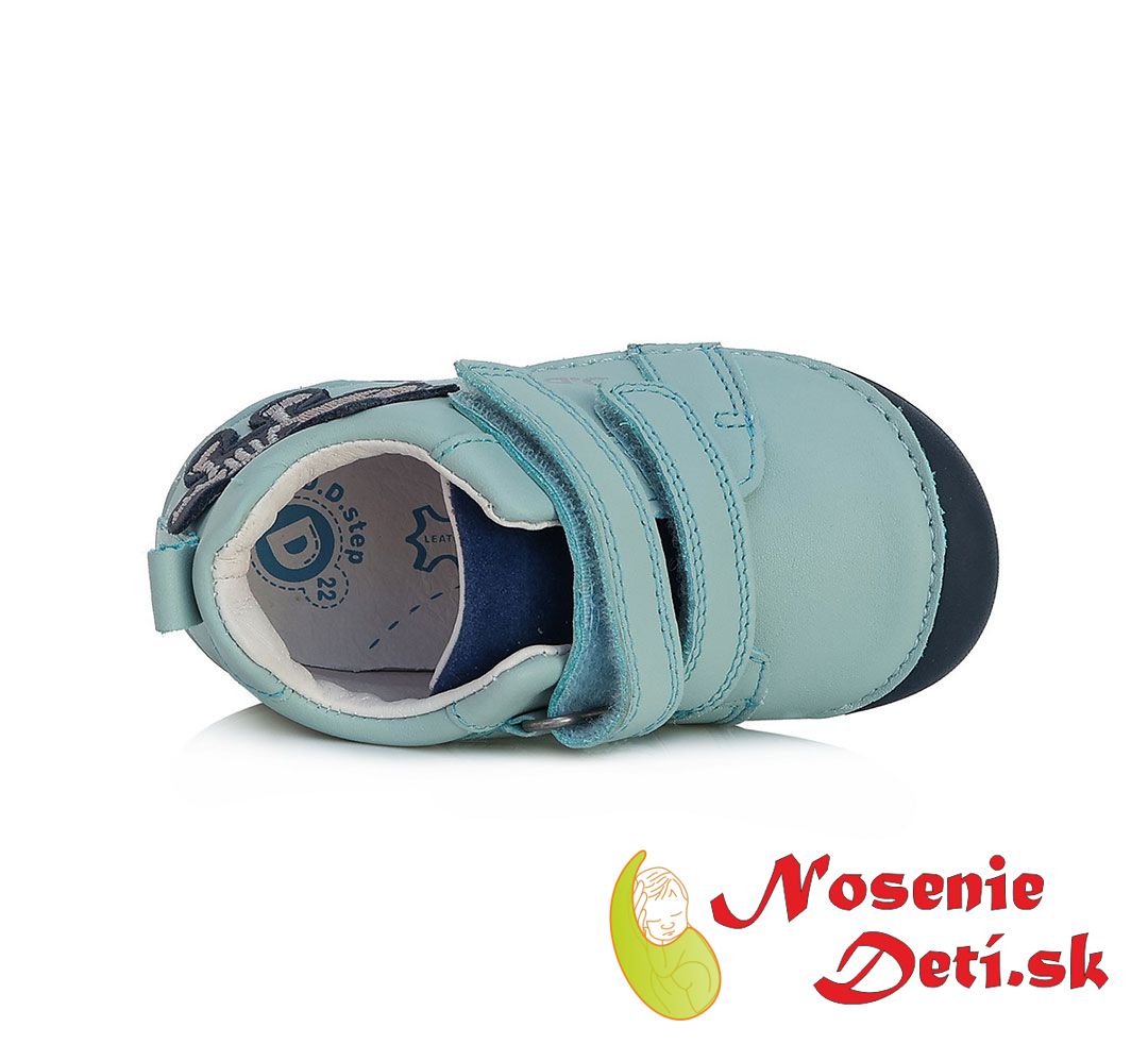 Barefoot alternatíva chlapčenská jarná jesenná členková obuv DD Step Mint Sky BlueTriceratops 015-372B