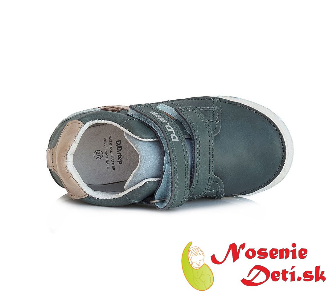 Chlapecké celoroční kožené boty tenisky D.D. Step Šedé Pruhy 040-335E