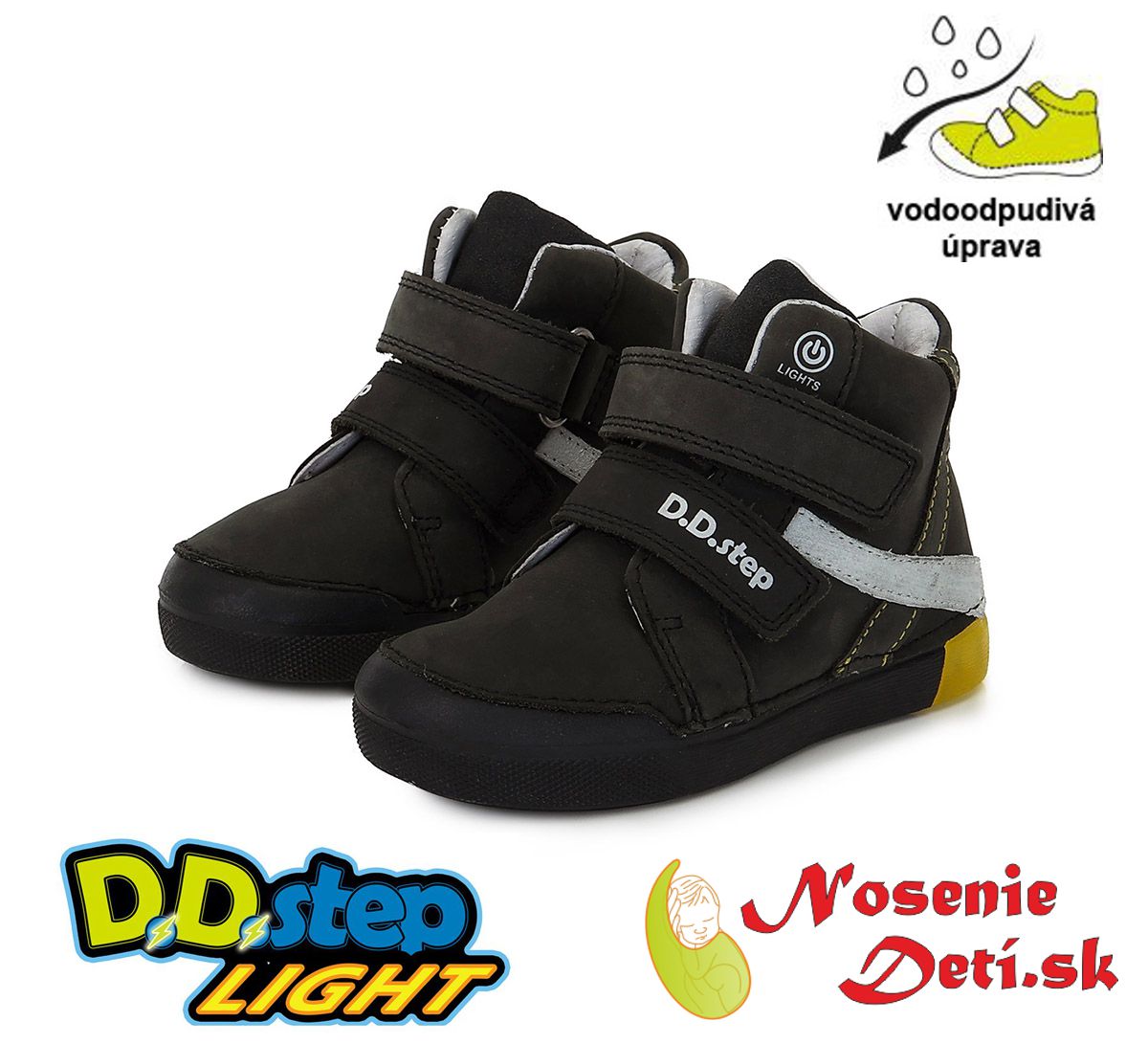 Chlapčenské blikajúce členkové topánky DD Step Čierne 068-398A