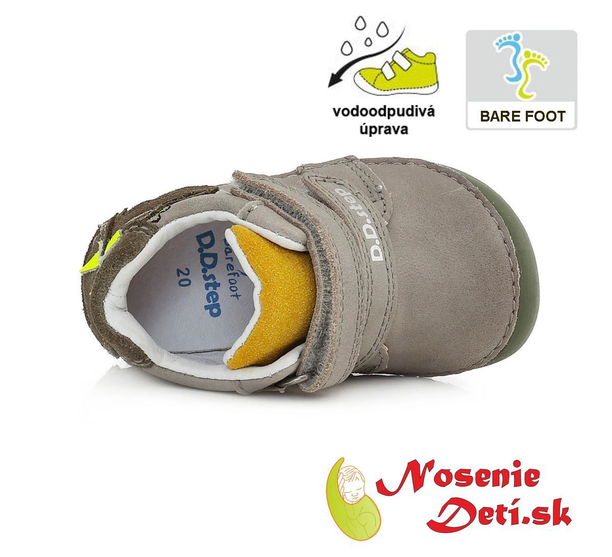 Barefoot dětská kotníková obuv DD Step Grey Khaki Krokodýl 070-316A