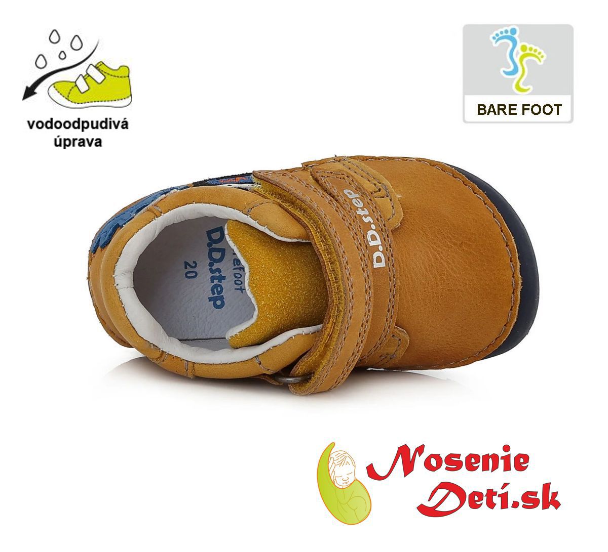 Barefoot detská kožená prechodná obuv DD Step Horčicová Robot 070-337A