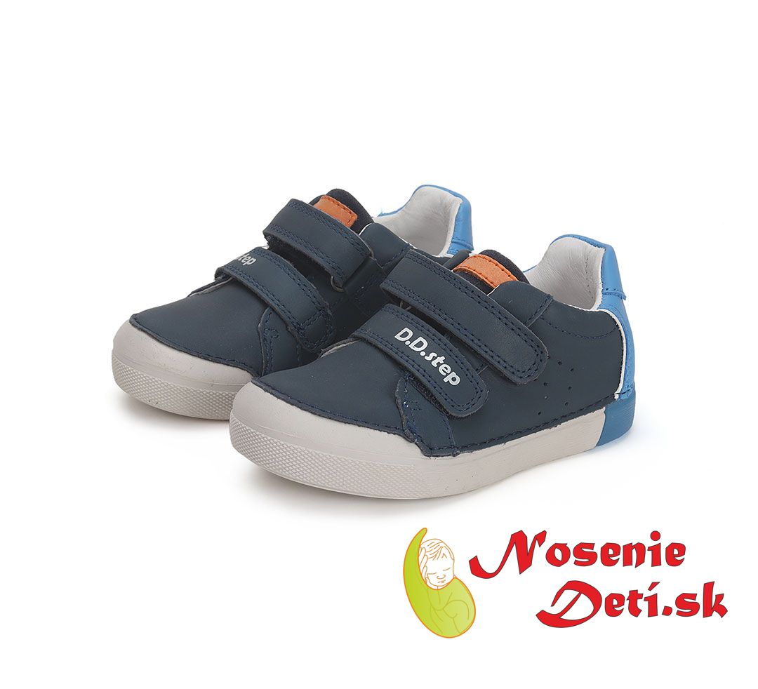 Chlapčenské prechodné kožené topánky D.D. Step Modré 068-41608