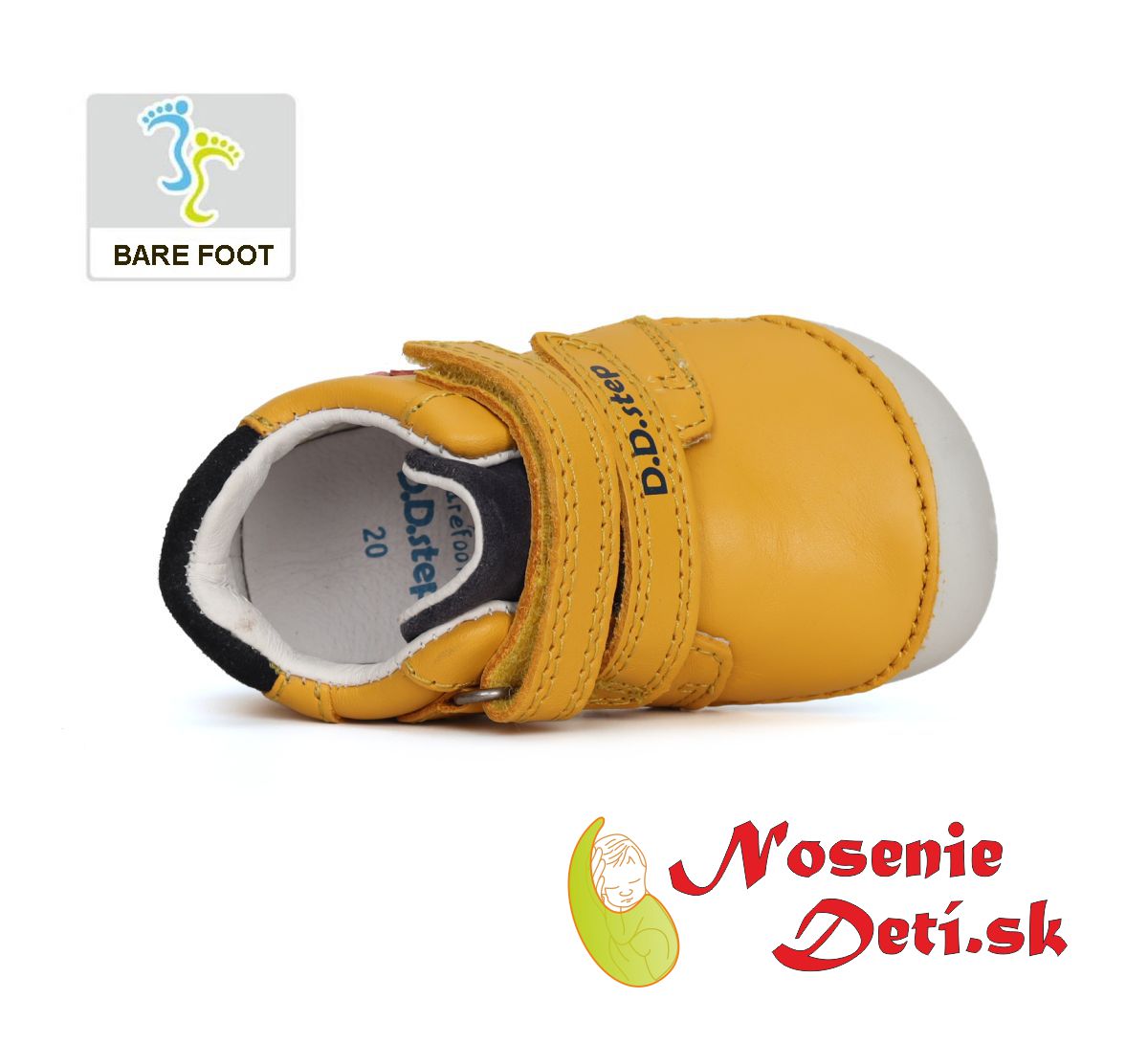 Barefoot detské kožené topánky D.D.Step Horčicové Hasiči 070-41783A