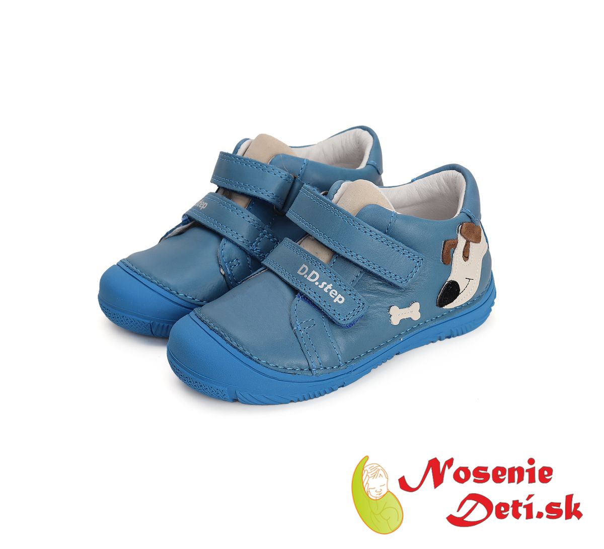 Chlapčenské prechodné kožené topánky D.D. Step Modré Pes a kosť 082-41792