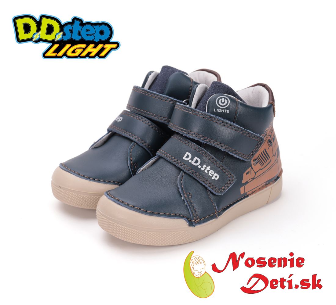 Chlapčenské blikajúce svietiace členkové topánky D. D. Step Royal Blue 068-52151A